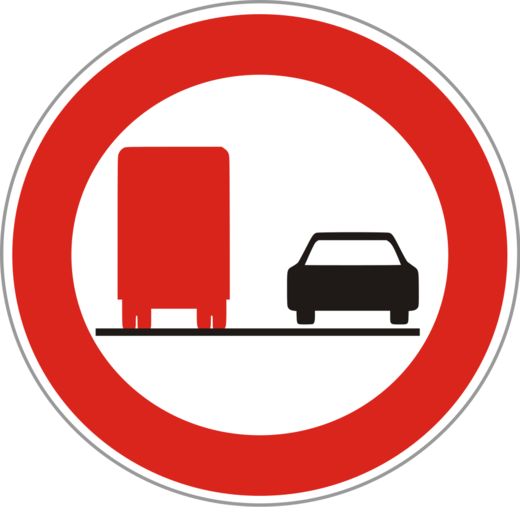 B 22a Zákaz předjíždění pro nákladní automobil