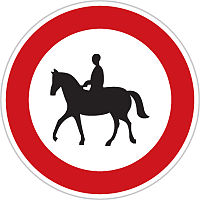 B 31 Zákaz vjezdu pro jezdce na zvířeti